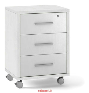 MOBILE CASSETTIERA 3 CASSETTI SU RUOTE H71 L51 P41 Cm FINITURA BIANCO OSSIDO SARMOG Db733
