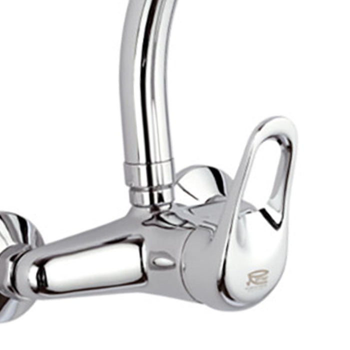 Rubinetto per lavello a muro con leva frontale e bocca alta girevole - serie kiss