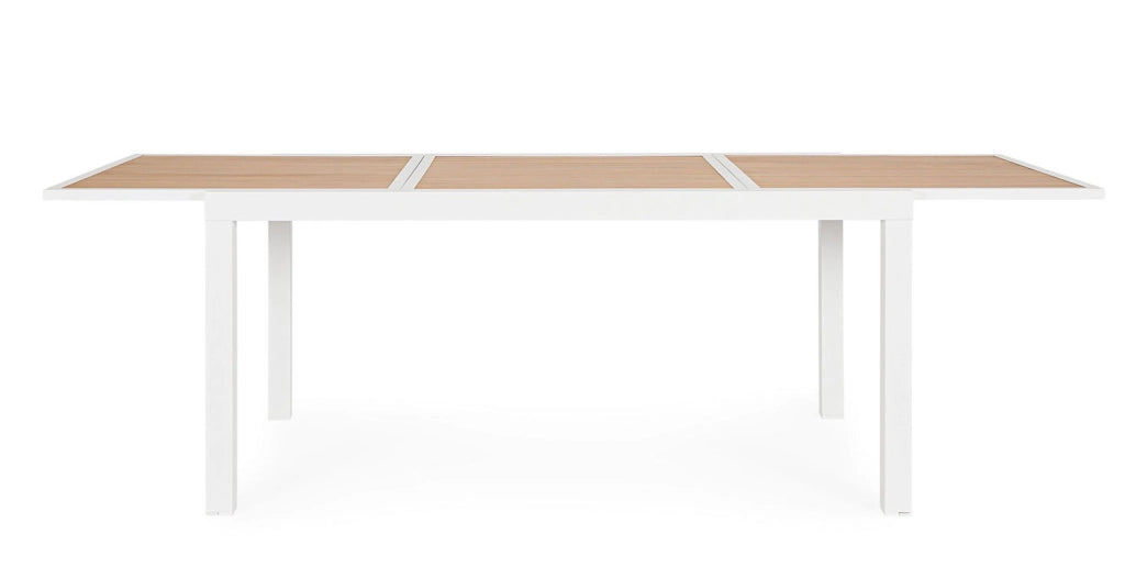 Tavolo Allungabile da Esterno 160-240x90x75h cm in Alluminio e Polywood Hilija Naturale e Bianco