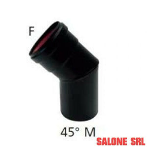 GOMITO 45Â°PER STUFA PELLET D.8 PORCELLANATO PESANTE NERO OPACO MM.1,2 CON GUARNIZIONE