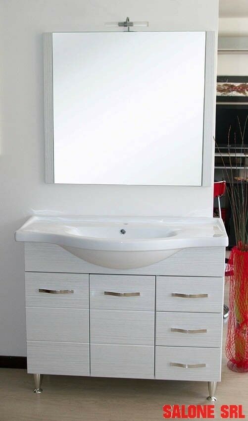 MOBILE BAGNO ANTONELLA LAVABO E SPECCHIO BASE 100X35X87H SPECCHIO 90X80H BIANCO