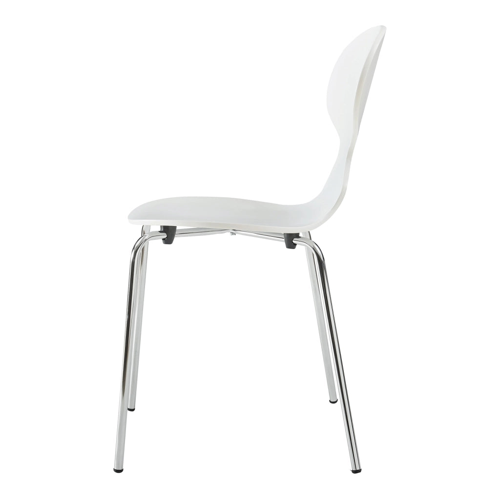 Set Kil di 4 Sedie Impilabili da Sala Pranzo - Bianco / Cromato [en.casa]