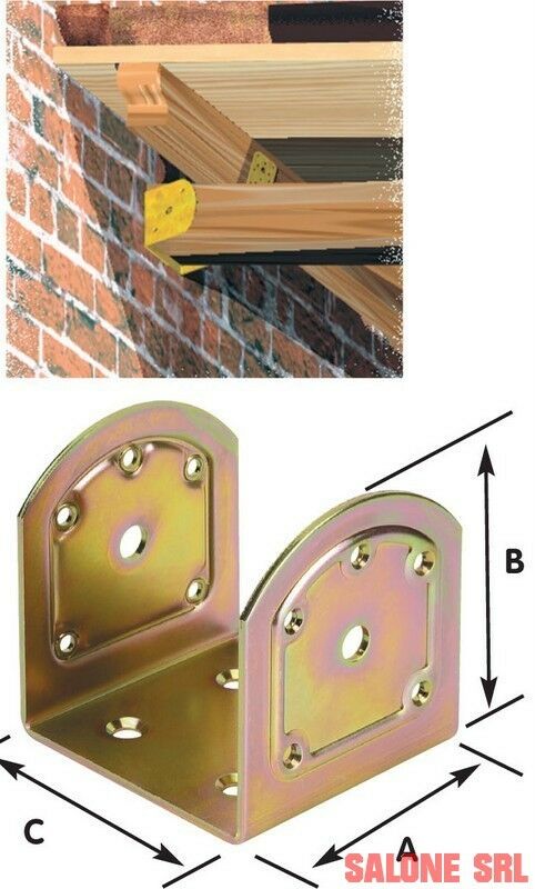 PIASTRA SUPPORTO AD U A PARETE 10 PZ. PER FISSAGGIO TRAVI LEGNO MM.A70XB80XC46