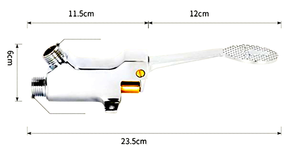 Rubinetto una via a pedale in ottone completo di fissaggi