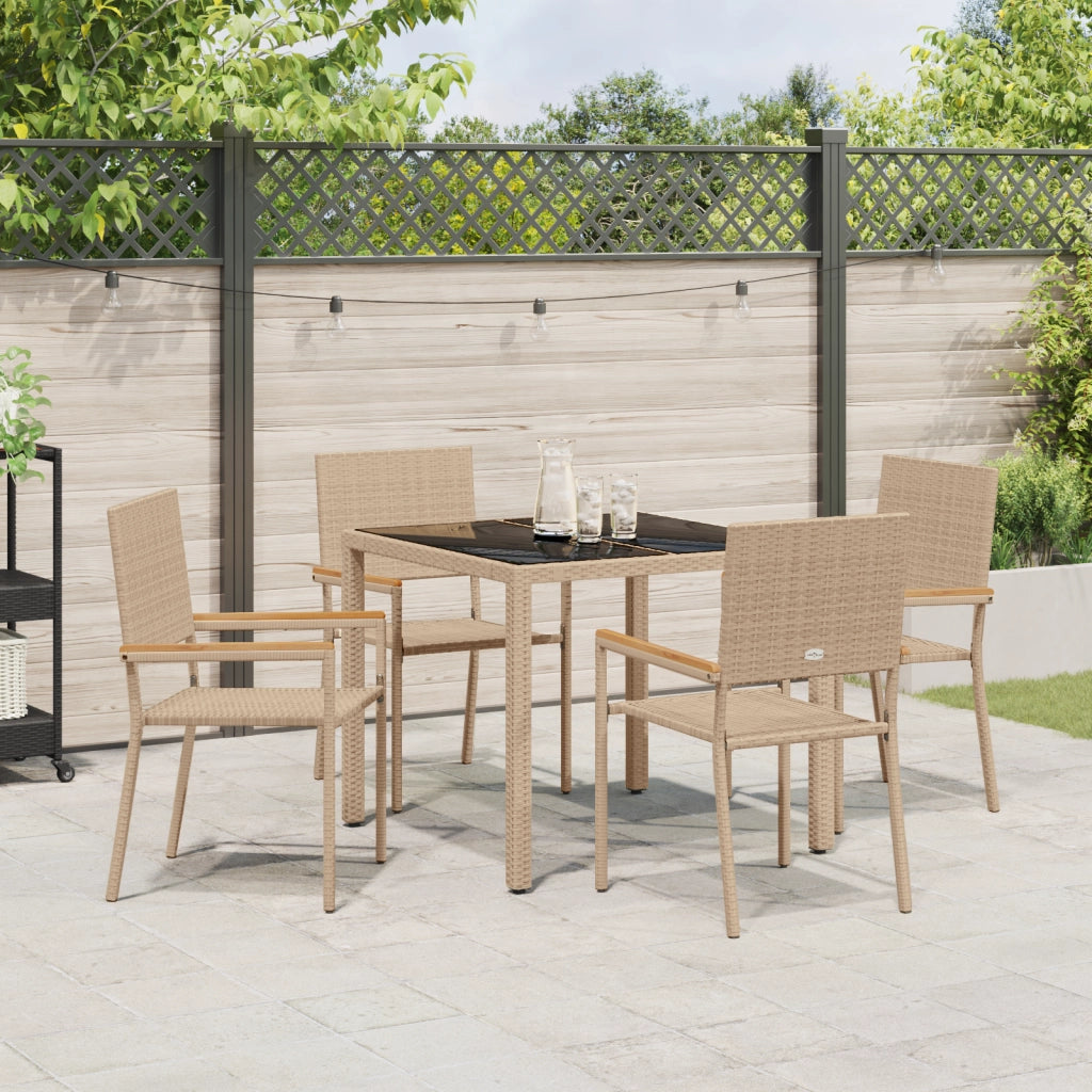 Set da Pranzo da Giardino 5 Pezzi Beige Polyrattan