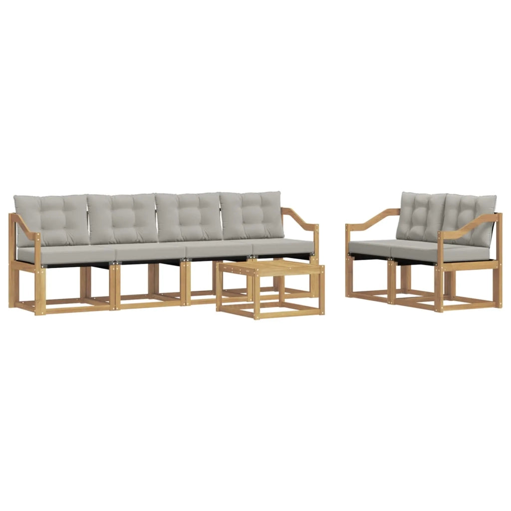 Set di divani da esterno 7 pz Bianco e Grigio Chiaro 3389245
