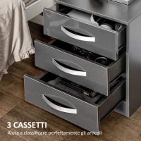 Set 2 Comodini Moderni con 3 Cassetti per Camera da Letto e Soggiorno in Truciolato, 40x36x56 cm, Grigio