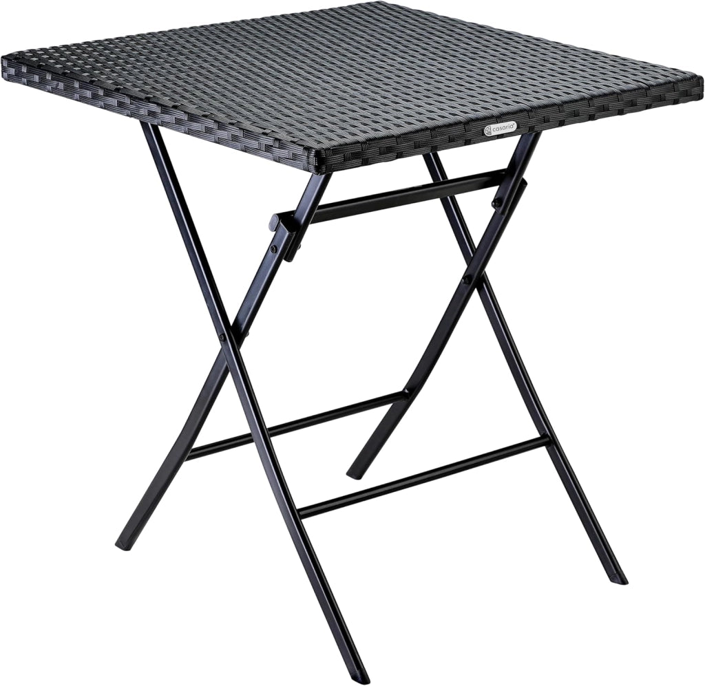 Tavolo Pieghevole in Polyrattan 65x65cm Salvaspazio Max Carico 60kg Giardino Esterno Terrazza Balcone Campeggio