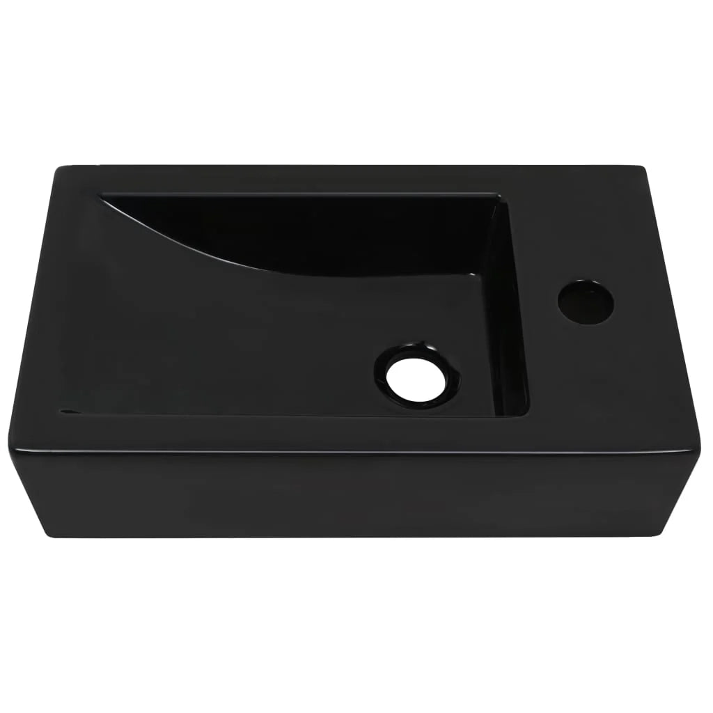 Lavabo con foro rubinetto 46 x 25,5 cm lavabo in ceramica nera 02_0002542