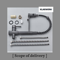 Bernd | Filtro opaco  3 vie grigio titanio gastronomia Rubinetto cucina amolla in acciaio inossidabile osmosi|Miscelatore da ristorante ruotabile 360°