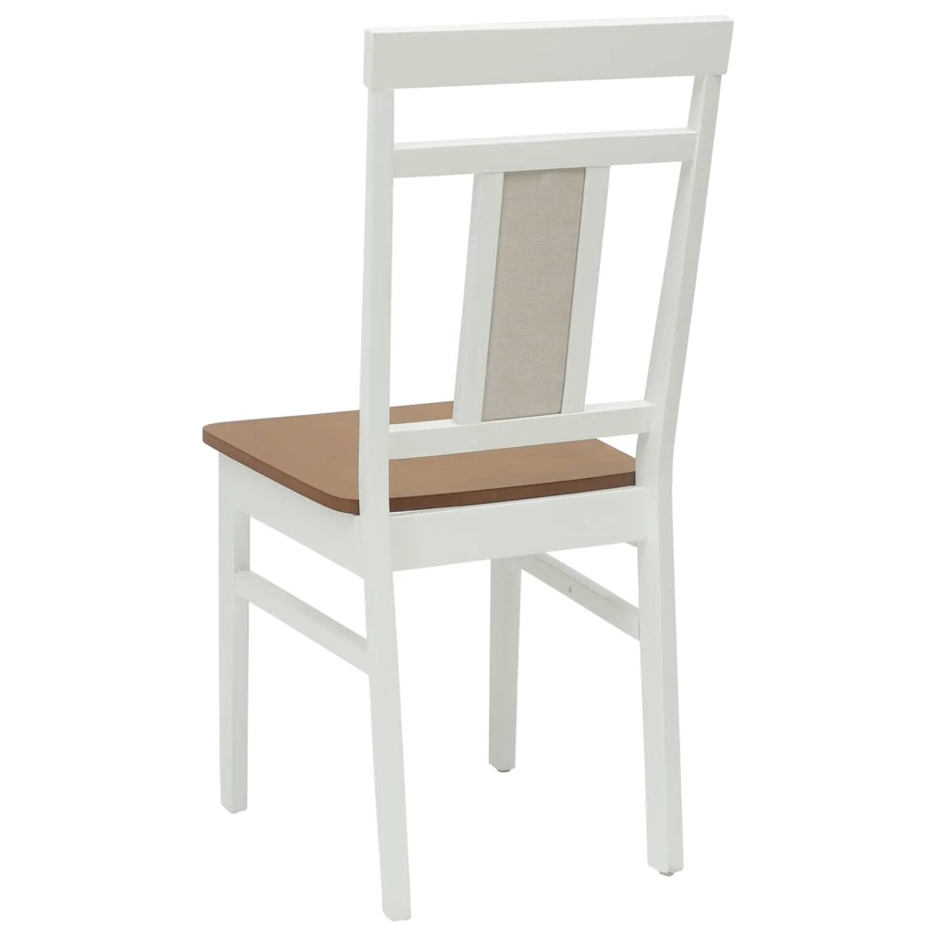 Sedia da pranzo 2 pcs Bianco e Naturale Legno di gomma solido