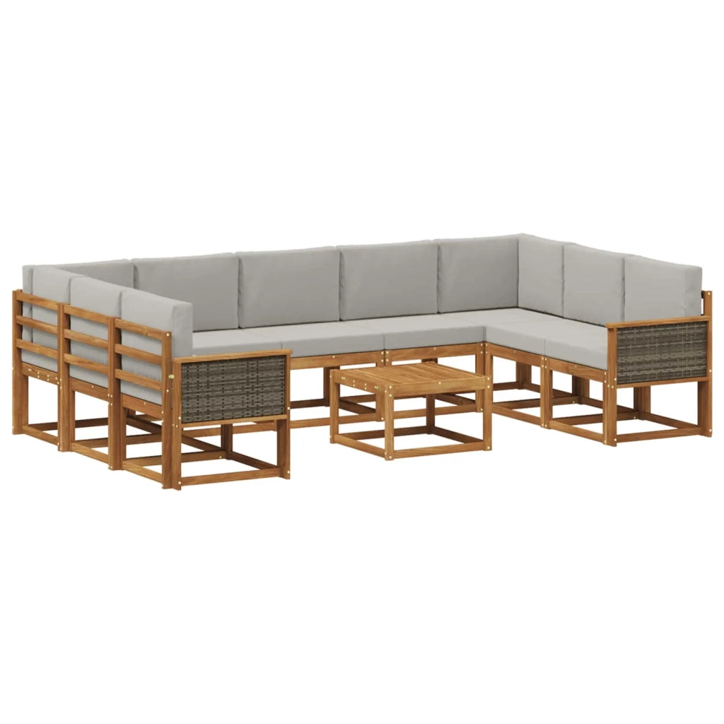 Set di divani da esterno 10 pcs Naturale e Grigio Chiaro 3385547