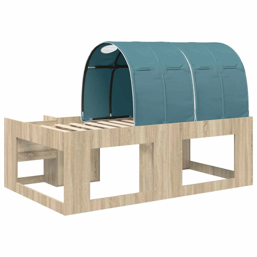 Letto con Tunnel 3 pz Rovere Sonoma e Azzurro Legno multistrato 3423624