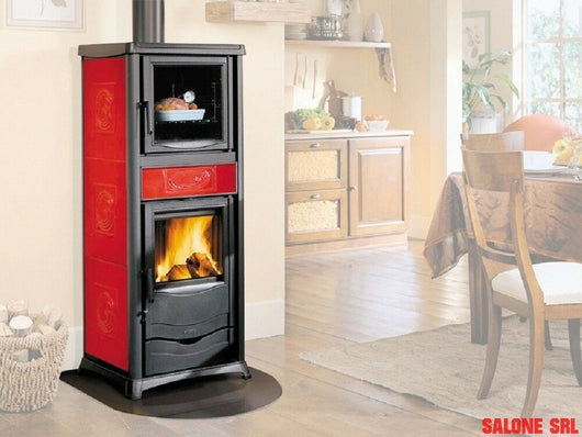 STUFA A LEGNA NORDICA ROSSELLA PLUS CON FORNO 8 kW 229 m³ BORDEAUX