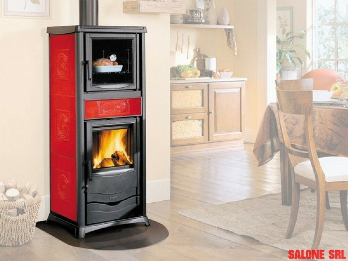 STUFA A LEGNA NORDICA ROSSELLA PLUS CON FORNO 8 kW 229 m³ BORDEAUX