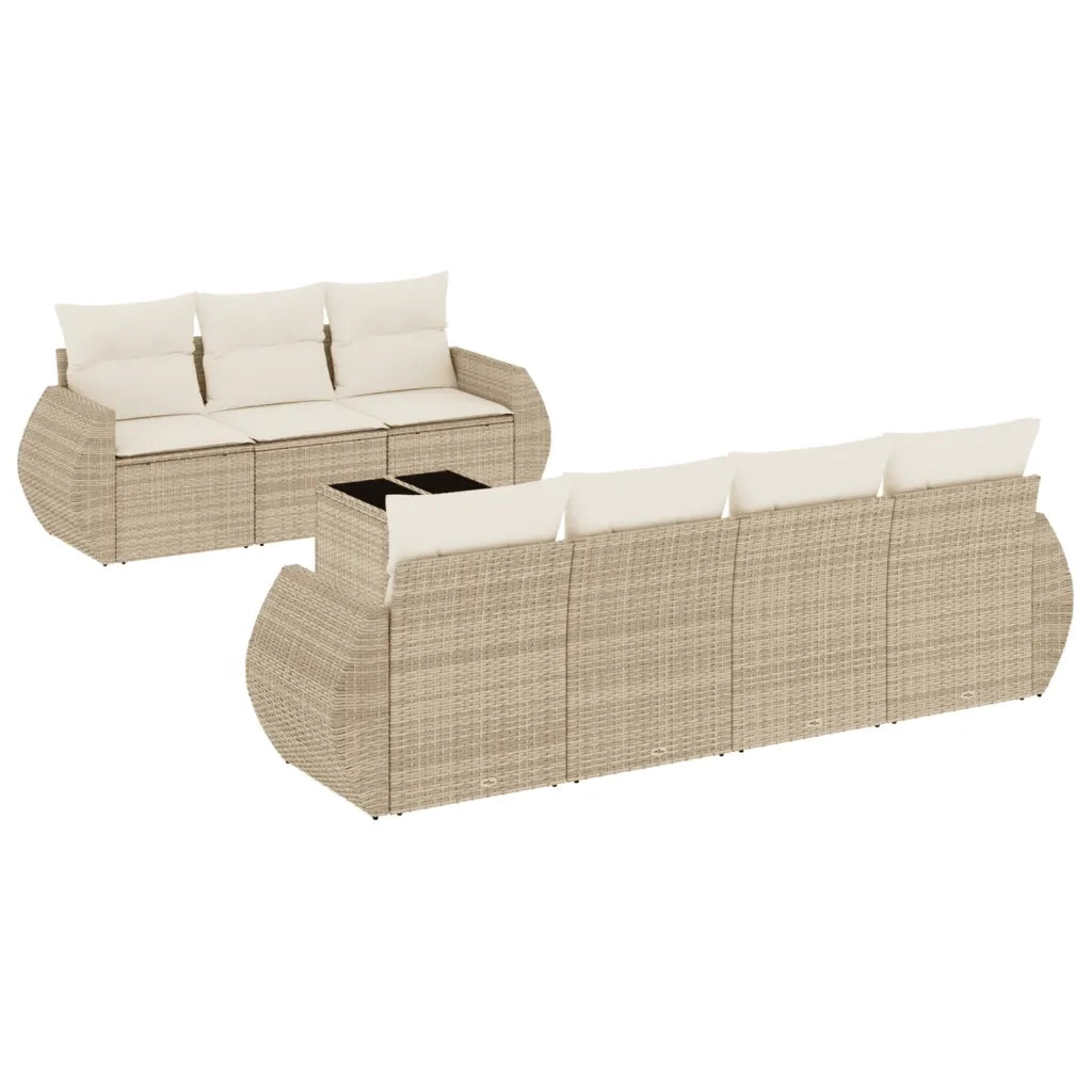 Set Divano da Giardino 8 pz con Cuscini Beige in Polyrattancod mxl 88483