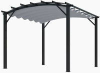 Pergola Foresta gazebo in alluminio ad arco con telo retrattile colore grigio, dimensioni 340x330x240H
