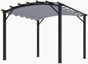 Pergola Foresta gazebo in alluminio ad arco con telo retrattile colore grigio 280g/mq dimensioni 340x330x240H