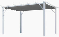 Pergola Foresta gazebo in alluminio colore bianco con telo retrattile grigio 140g/mq, dimensioni 400x300x230H