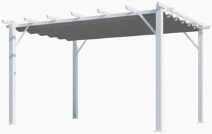 Pergola Foresta gazebo in alluminio colore bianco con telo retrattile grigio 140g/mq, dimensioni 400x300x230H
