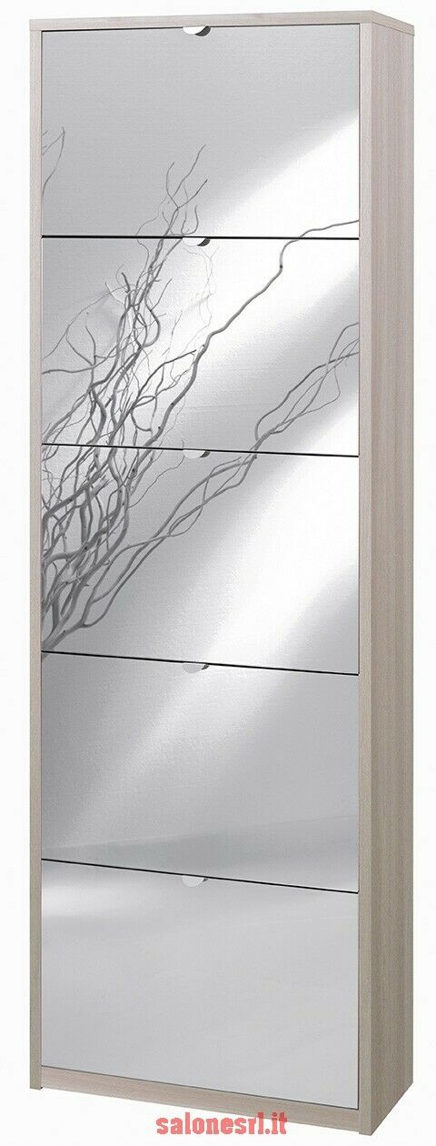 KIT SCARPIERA 5 ANTE A RIBALTA CON SPECCHIO FRONTALE H190 L63 P29 Cm FINITURA OLMO SARMOG Sk565spk