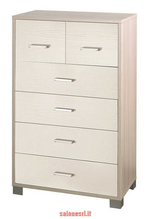 KIT MOBILE CASSETTIERA 6 POSTI H112 L70 P41 Cm STRUTTURA OLMO FRONTALE BIANCO SARMOG 772k