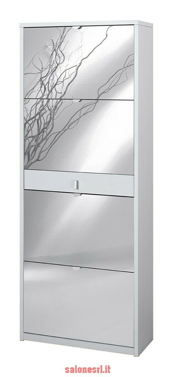 KIT SCARPIERA SPECCHIO ANTE A RIBALTA H164 L63 P29 Cm FINITURA BIANCO FIAMMATO SARMOG Sk569spk