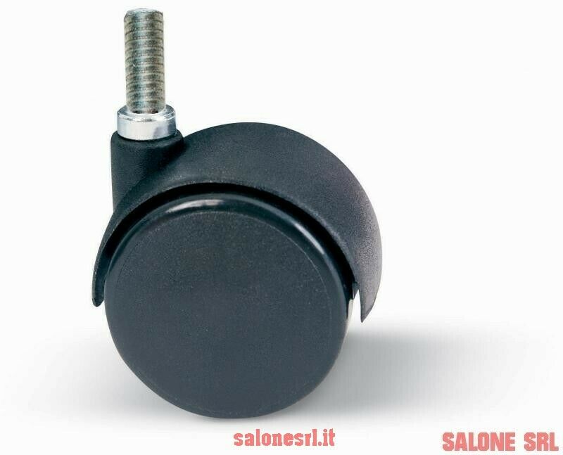 RUOTA NYLON GEMELLARE PER MOBILE PZ.4 D.30 CON PERNO D.8 SEDIA POLTRONA SCRIVANIA
