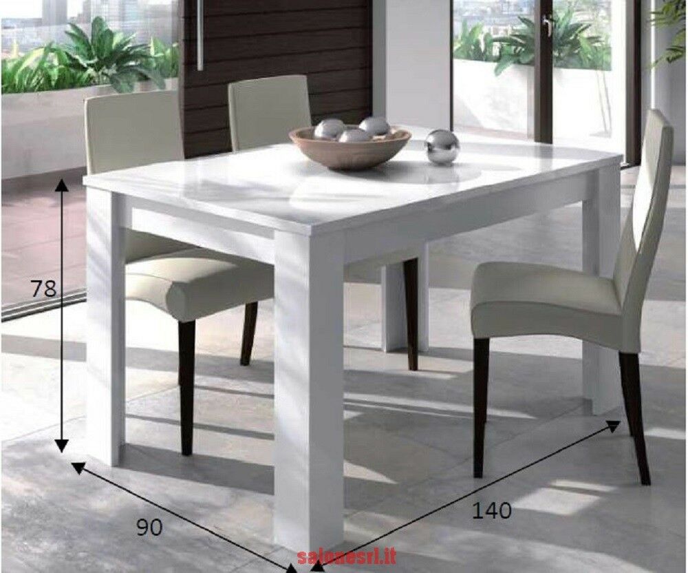 KIT TAVOLO ESTENSIBILE 'KENDRA' CM. 90X140/190X78H BIANCO LUCIDO