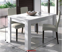 KIT TAVOLO ESTENSIBILE 'KENDRA' CM. 90X140/190X78H BIANCO LUCIDO