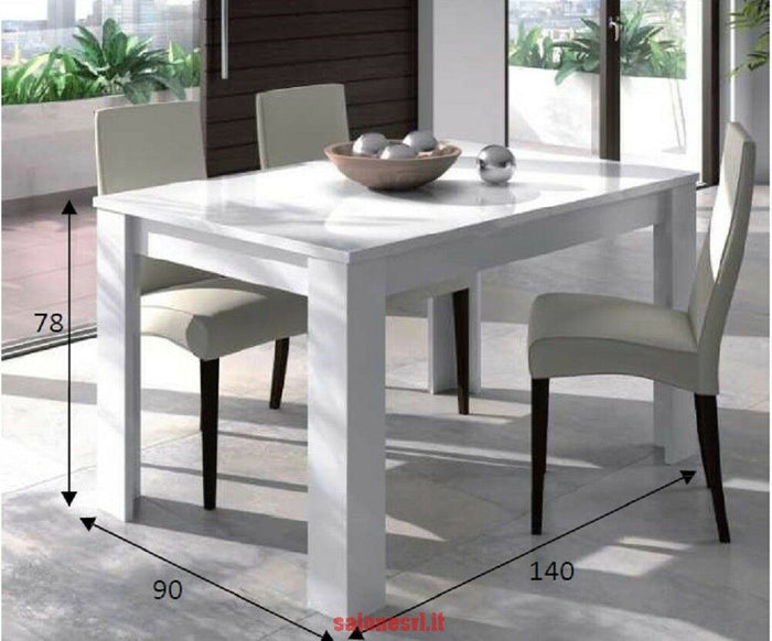 KIT TAVOLO ESTENSIBILE 'KENDRA' CM. 90X140/190X78H BIANCO LUCIDO
