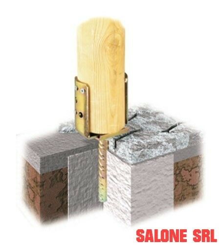 SUPPORTO PIASTRA ANCORAGGIO TONDO 4PZ. PER FISSAGGIO PALI LEGNO MM.67X115X70/150