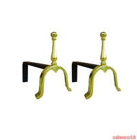 COPPIA ALARI CAMINO BRUCIALEGNA OTTONE ART.2151