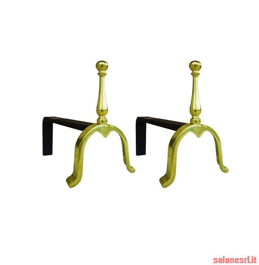 COPPIA ALARI CAMINO BRUCIALEGNA OTTONE ART.2151