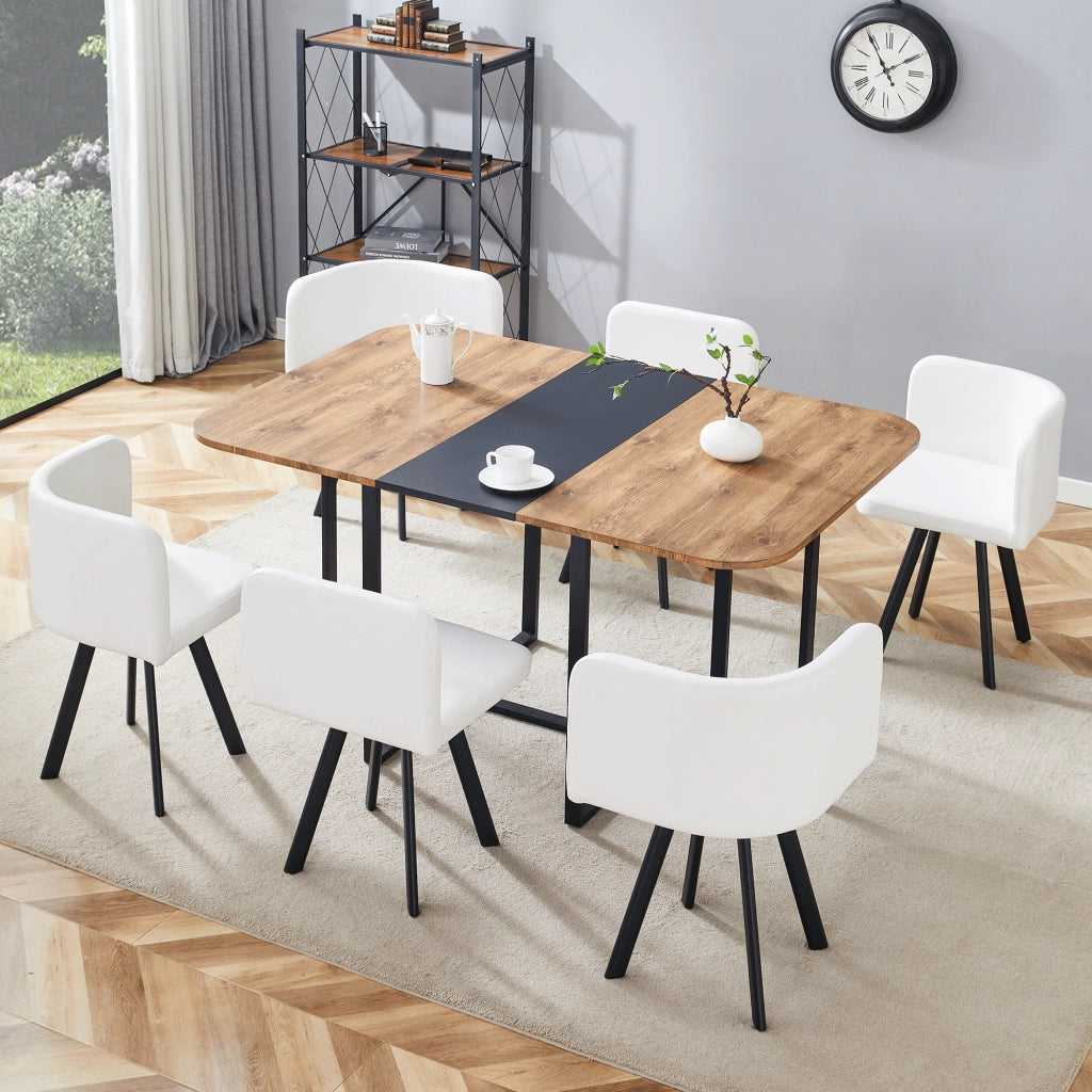Tavolo da pranzo allungabile con sedie salvaspazio per 4-6 persone in MDF e metallo stile moderno per cucina e soggiorno