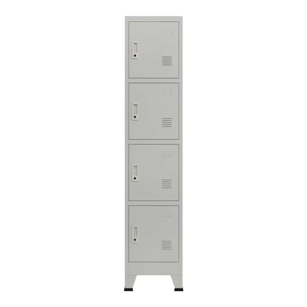 Armadietto per ufficio mobiletto portaoggetti per ufficio officina camera da letto metallo acciaio con 4 ante in acciaio laccato 180 x 38 x 45 cm grigio 03_0006348
