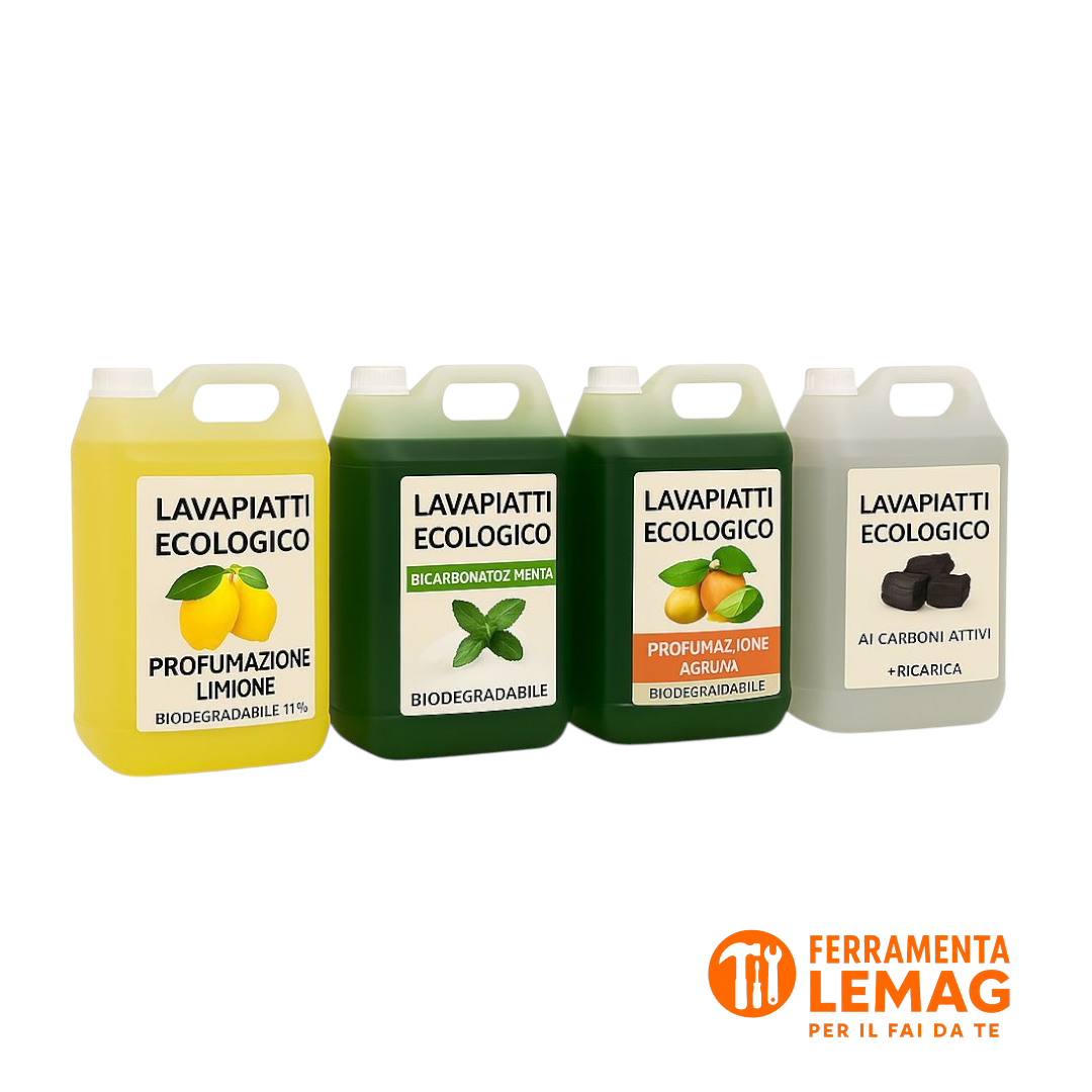 LAVAPIATTI ECOLOGICO FORMATO 5 LITRI – RICARICA GRANDE – 4 PROFUMAZIONI DISPONIBILI SAPONE SFUSO: LAVAPIATTI AI BARBONI ATTIVI