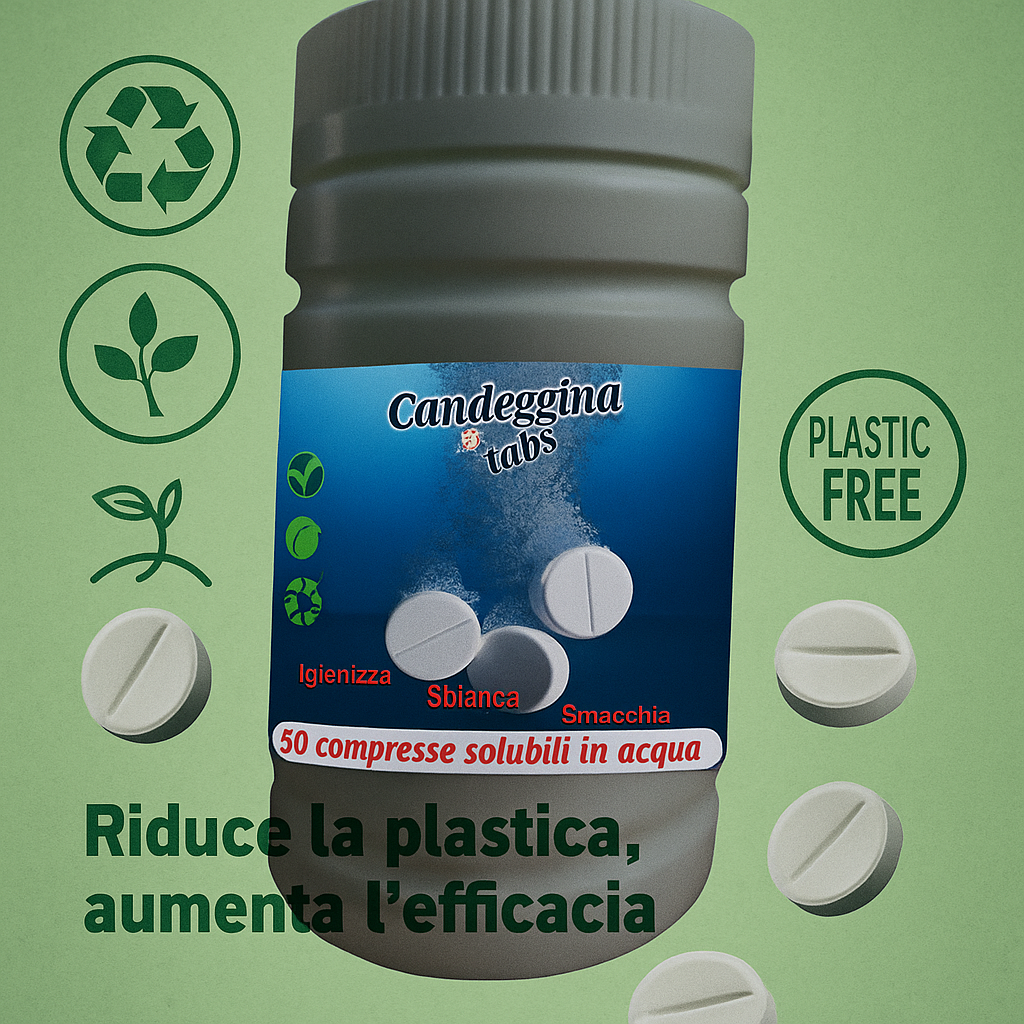 Candeggina in Pastiglie – 50 Tabs = 250L – Sbiancante Igienizzante – Lemag SRL