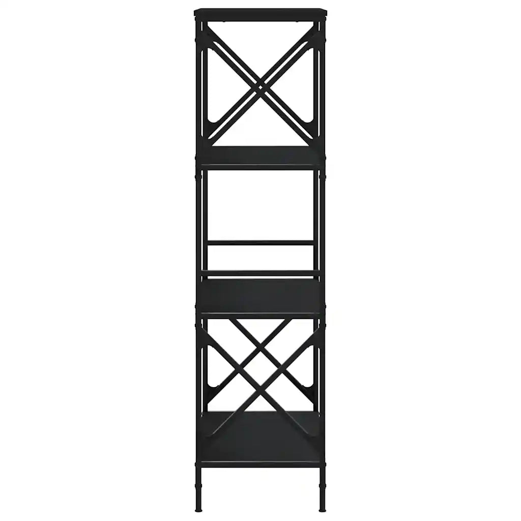 Libreria a 4 Ripiani Nera 59x35x132 cm in Legno Multistrato 837617