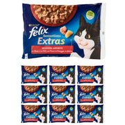 Purina felix sensations extras con manzo formaggio pollo & bacon 10 confezioni da 4 buste da 100 grammi