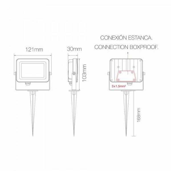 FARO PROIETTORE CORTEN A LED 10W LUCE VERDE CON PICCHETTO SKY/SPIKE BENEITO