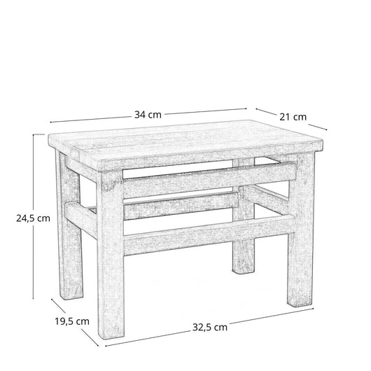 Set di 2 sgabelli bassi sgabellini panche poggiapiedi seduta in legno noce scuro