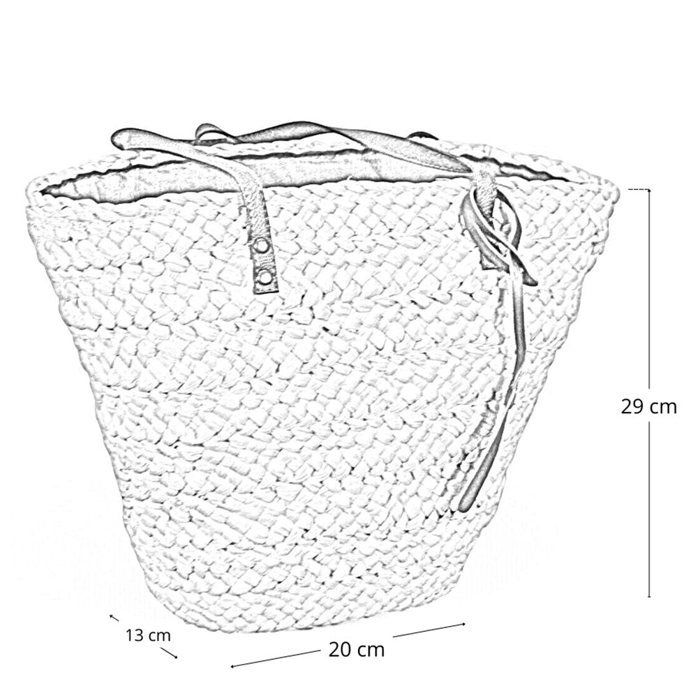 Borsa mare Erba Sun in paglia naturale intrecciata con manici in cuoio marrone