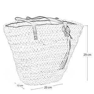 Borsa mare Erba Sun in paglia naturale intrecciata con manici in cuoio marrone