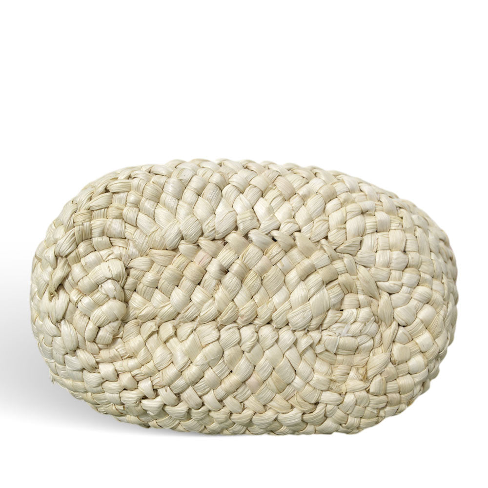 Borsa mare Erba Sun in paglia naturale intrecciata con manici in cuoio marrone