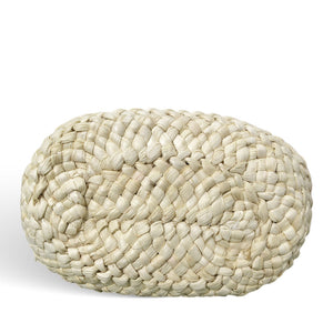 Borsa mare Erba Sun in paglia naturale intrecciata con manici in cuoio marrone