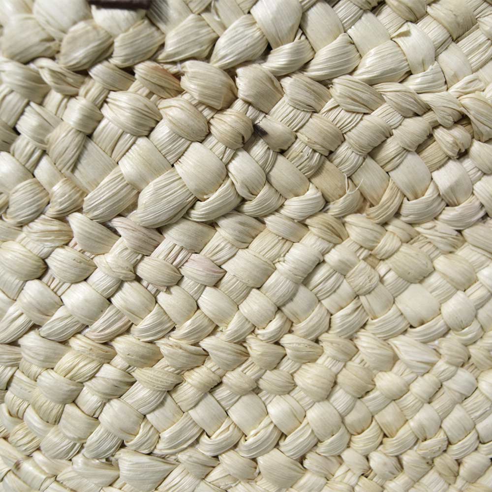 Borsa mare Erba Sun in paglia naturale intrecciata con manici in cuoio marrone