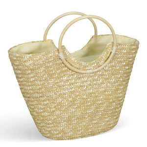 Borsa mare donna Paviera naturale in paglia intrecciata con manici tondi rattan