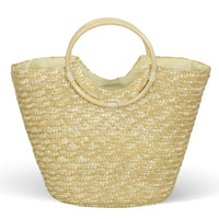 Borsa mare donna Paviera naturale in paglia intrecciata con manici tondi rattan