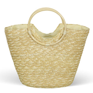 Borsa mare donna Paviera naturale in paglia intrecciata con manici tondi rattan